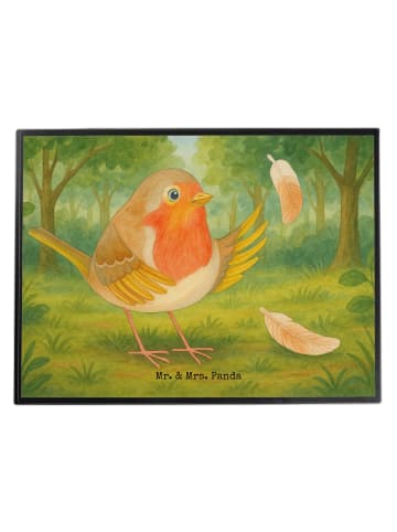 Mr. & Mrs. Panda Tischschoner Rotkehlchen Federn Design ohne Spruch in Weiß