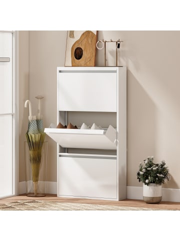 HOMCOM Schuhschrank-55L x 15B x 105,5H cm-Weiß
