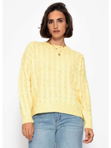 SASSYCLASSY Pullover mit Zopfmuster in Gelb