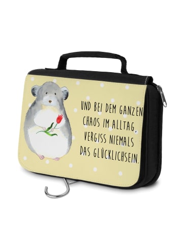 Mr. & Mrs. Panda Kulturtasche Chinchilla Blume mit Spruch in Gelb Pastell