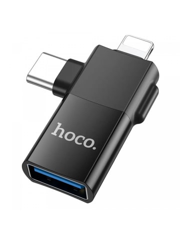 HOCO OTG 2in1  Adapter komaptibel iPhone USB-C-Stecker USB-A in Schwarz