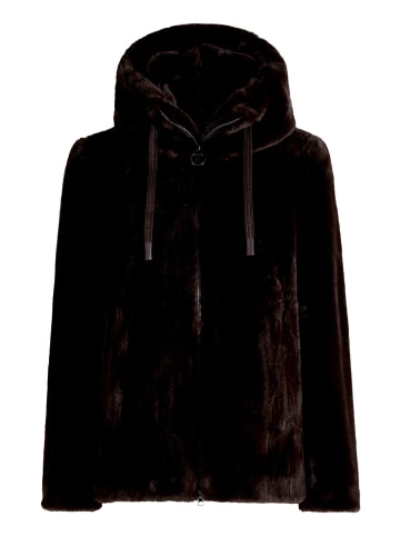Betty Barclay Plüschjacke mit Kapuze in Dunkelbraun