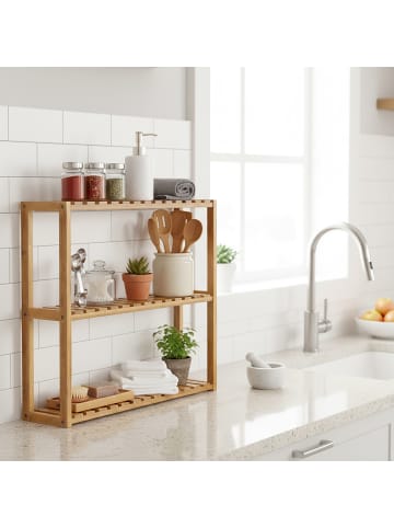 relaxdays Wandregal in Natur – (B)60 x (H)54 x (T)15 cm