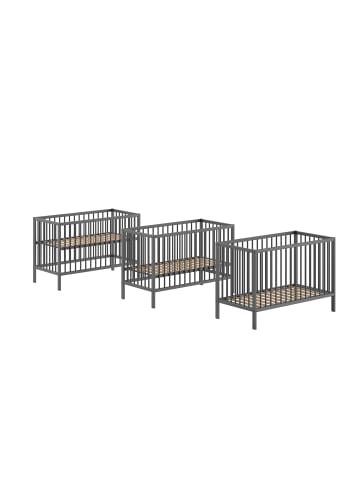 58 aufm Kessel BABYBETT Kara-lynn 124x84x65 aus Massivholz in Buche Anthrazit