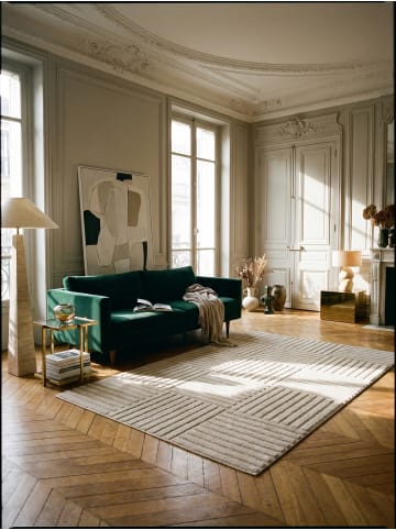 KADIMA DESIGN Hochflorteppich 3D Bögen Boho Waschbar Wohnzimmer in Creme