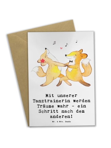 Mr. & Mrs. Panda Glückwunschkarte Tanzen Trainerin mit Spruch in Weiß