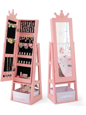 COSTWAY Kinder Schmuckschrank in Rosa