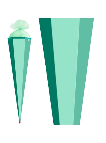 ROTH Bastel-Schultüte groß mint 85 cm, farbiger Tüllverschluss in Mint