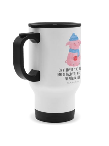 Mr. & Mrs. Panda Kaffeebecher Schweinchen Glühwein mit Spruch in Weiß
