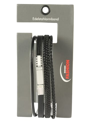 Adeliás Herren Armband – Lederarmband aus Leder 21 cm in schwarz
