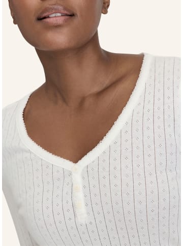 Hessnatur Pointelle Henley Schlafshirt in naturweiss