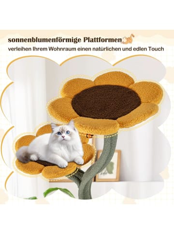 COSTWAY Kratzbaum 175 cm blumenförmig in Braun