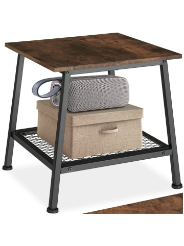 tectake Beistelltisch Bedford 45,5 x 45 x 47 cm, Industrial Holz dunkel, rustikal