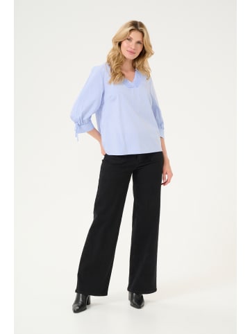Kaffe Kurzarm-Bluse KAtara Regular fit in Light Blue Pin Stripe