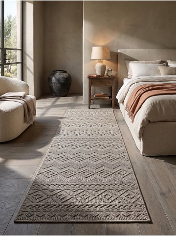 KADIMA DESIGN Teppichläufer Geometrisch pflegeleicht Wohnzimmer Schlafzimmer Flur in Beige