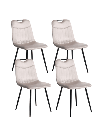 Beliani 4er-Set Esszimmerstuhl ARGYLE in Beige/Schwarz