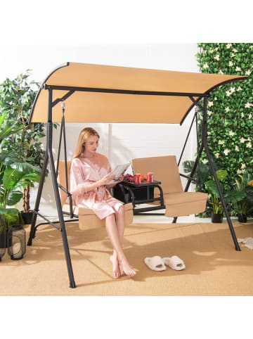 COSTWAY Gartenschaukel 2 Sitzer 181cm mit Kühltasche in Braun