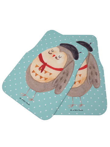 Mr. & Mrs. Panda Automatte Eule Frankreich ohne Spruch in Türkis Pastell