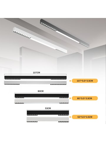 ZMH LED Deckenleuchte in schwarz 32W Dimmbar Lang Küchenlampe L 107CM