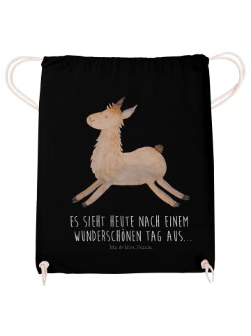 Mr. & Mrs. Panda Beutel Lama Springen mit Spruch in Schwarz
