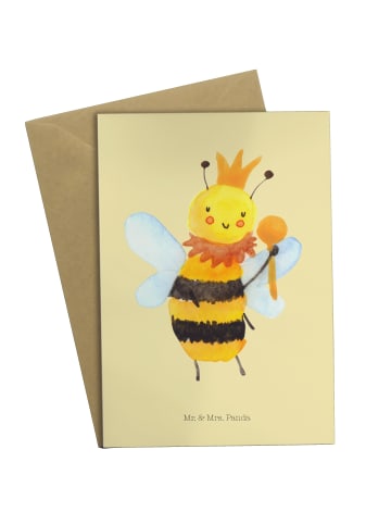 Mr. & Mrs. Panda Grußkarte Biene König ohne Spruch in Gelb Pastell