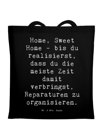 Mr. & Mrs. Panda Tote Bag Spruch Geborgenheit im Zuhause mit Spruch in Schwarz