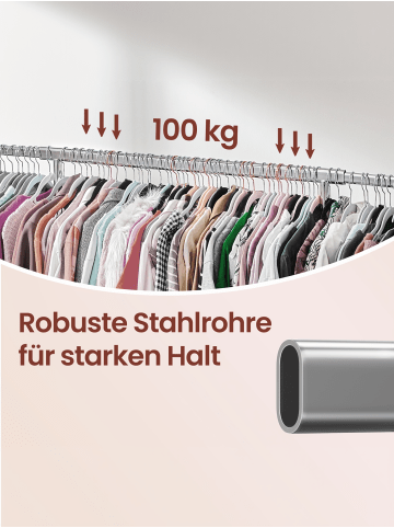 SONGMICS Kleiderständer Pataye in Silbern - (B)45 x (H)161.5 x (T)132 cm