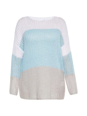 usha BLUE LABEL Pullover in Weiss hellblau grau