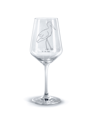 Mr. & Mrs. Panda glas für rotwein Storch ohne Spruch in Transparent