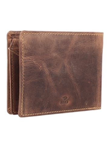 Greenburry Vintage Geldbörse RFID Schutz Leder 12 cm in brown