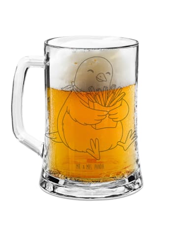 Mr. & Mrs. Panda Bierkrug Taube Winter Pommes ohne Spruch in Transparent