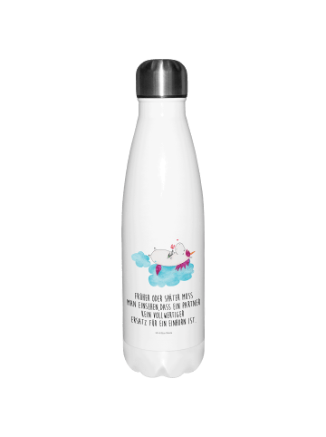 Mr. & Mrs. Panda Sportflasche Einhorn Verliebt mit Spruch in Weiß