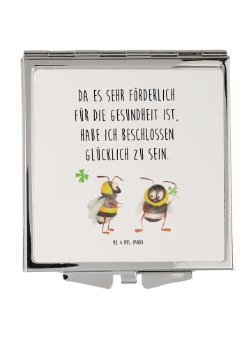 Mr. & Mrs. Panda Schminkspiegel Hummeln Kleeblatt mit Spruch in Weiß
