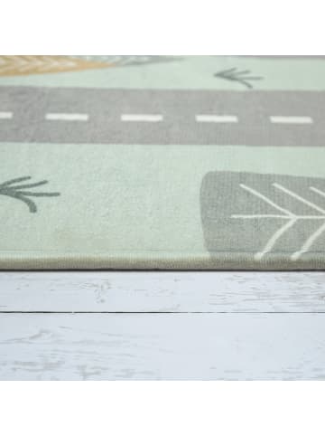 KADIMA DESIGN Kinderteppich waschmaschinenwaschbar Waldwege Kinderzimmer in Türkis