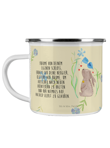 Mr. & Mrs. Panda Tasse Emaille Hase Blume mit Spruch in Blumig
