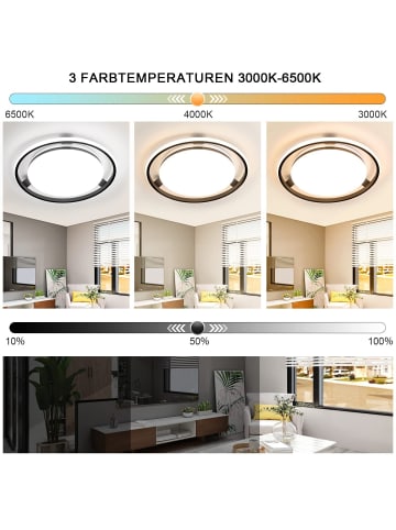 ZMH Deckenleuchte LED in schwarz rund Metall 42W dimmbar Schlafzimmerlampe Ø44cm