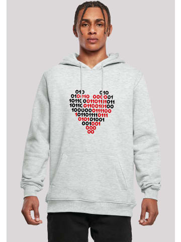 F4NT4STIC Hoodie I love you 01001001 Binary Code Herz  Valentinstag in grau meliert