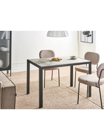 Beliani Esszimmertisch CLARENCE in Weiß/Schwarz - (W) 70 x (H) 75 x (L) 120 cm