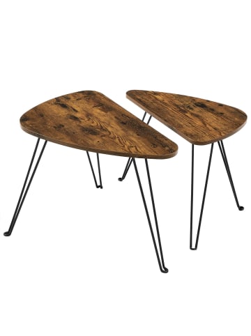VASAGLE 2er-Set: Beistelltisch in Vintagebraun-Schwarz - (B)38 x (H)47.5 x (T)60 cm