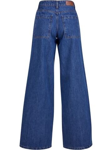 Urban Classics Urban Classics Damen Ladies Mid Waist Wide Denim in mid indigo washed