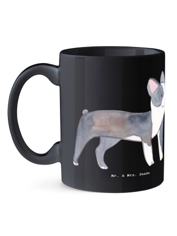 Mr. & Mrs. Panda Cappuccinotasse Boston Terrier mit Spruch in Schwarz