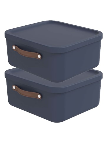 Rotho 2er-Set Kiste mit Deckel Maloja 20l in Midnight blau