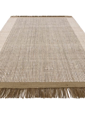 KADIMA DESIGN Teppich Wolle, Korbmuster, Handgewebt, Fransig, Schallabsorbierend in Olivgrün