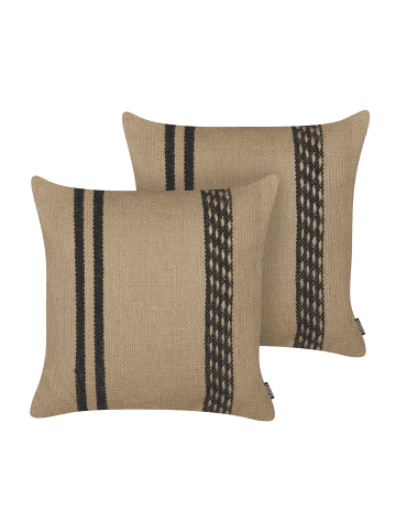 Beliani 2er-Set Dekokissen DESALIX in Beige/Schwarz