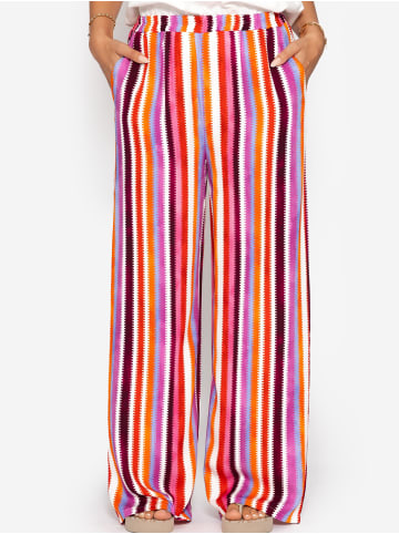 SASSYCLASSY Gemusterte Hose mit weitem Bein in Pink