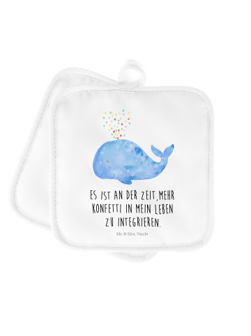 Mr. & Mrs. Panda Topflappen Wal Konfetti mit Spruch in Weiß