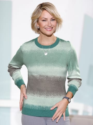 Sieh an! Rundhalspullover in ecru-jade-gemustert