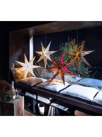 Sterntaler Dekostern | Weihnachtsstern Papier | Samt | Faltstern | Weiß | 75cm |
