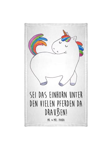 Mr. & Mrs. Panda Handtuch Einhorn Stolzieren mit Spruch in Weiß