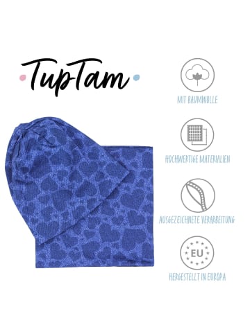 TupTam Unisex Kinder Beanie Mütze Schlauchschal Set in dark blue denim